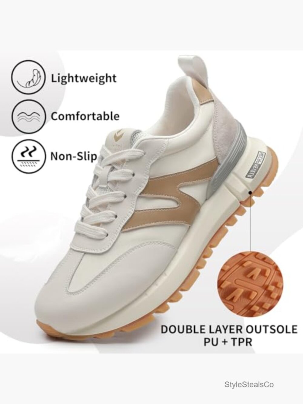 Womens Genuine Leather Suede Patchwork Casual Lace Up Non-Slip Walking Shoes - Picture 5 of 7